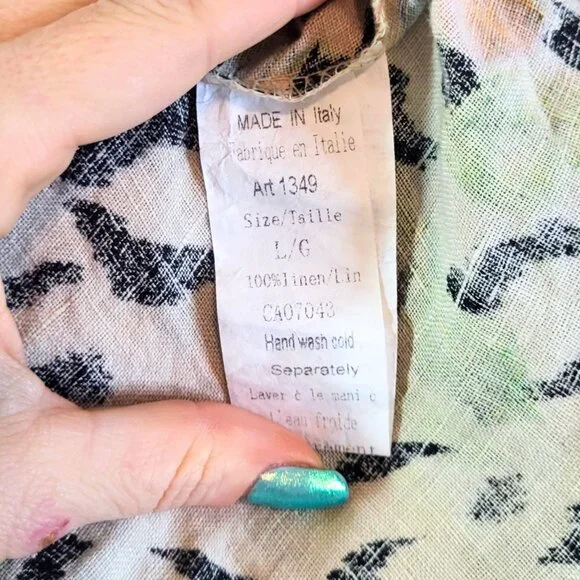 Anna Melani Italy 100% Linen Leopard Floral Button Up MIDI Dress Size Large - Picture 5 of 9